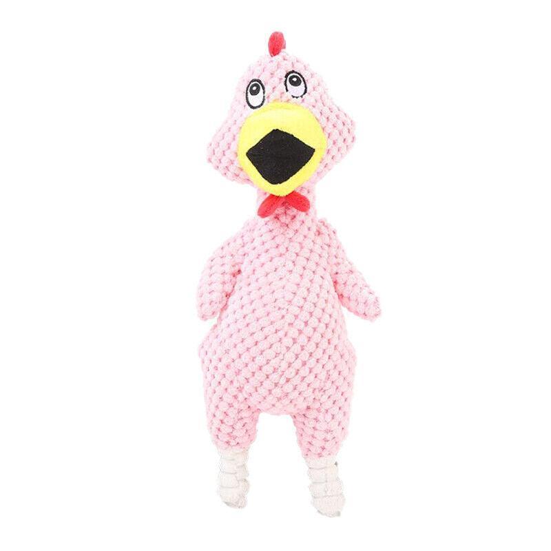 Squeaky Dog Toy Plush Chew Rope Pet Puppy Toys with Squeaker Crinkle for Teething - Brown Goose