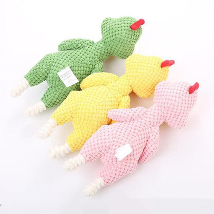 Squeaky Dog Toy Plush Chew Rope Pet Puppy Toys with Squeaker Crinkle for Teething - Light Blue Goose