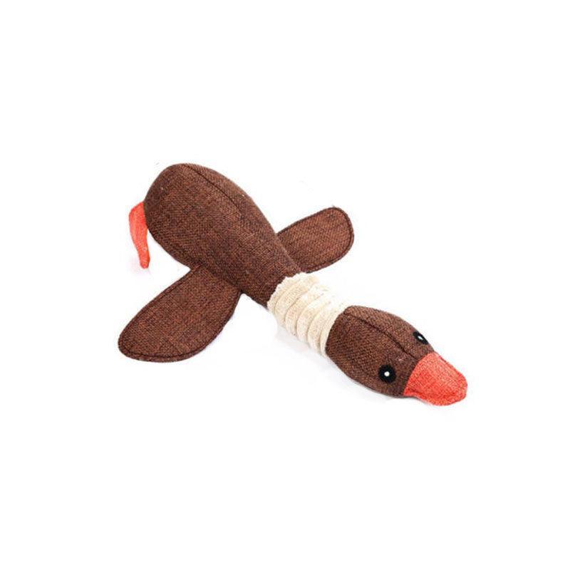 Squeaky Dog Toy Plush Chew Rope Pet Puppy Toys with Squeaker Crinkle for Teething - Dark Goose