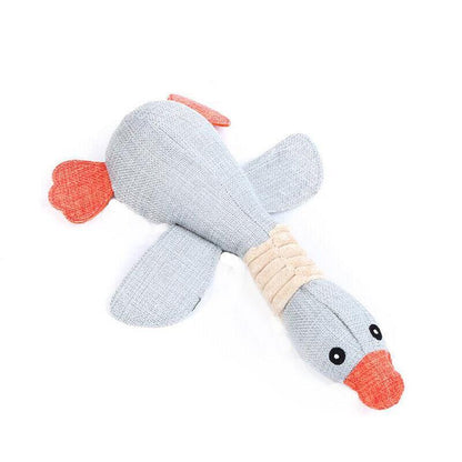 Squeaky Dog Toy Plush Chew Rope Pet Puppy Toys with Squeaker Crinkle for Teething - Dark Goose