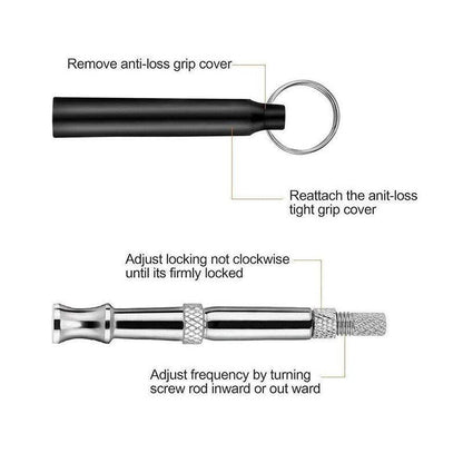 Adjustable Ultrasonic Dog Training Whistle with Keychain Cover for Bark Control