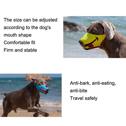 Cartoon Dog Mouth Cover Anti-Bite Nylon Dog Mask - Size L - Yellow - S