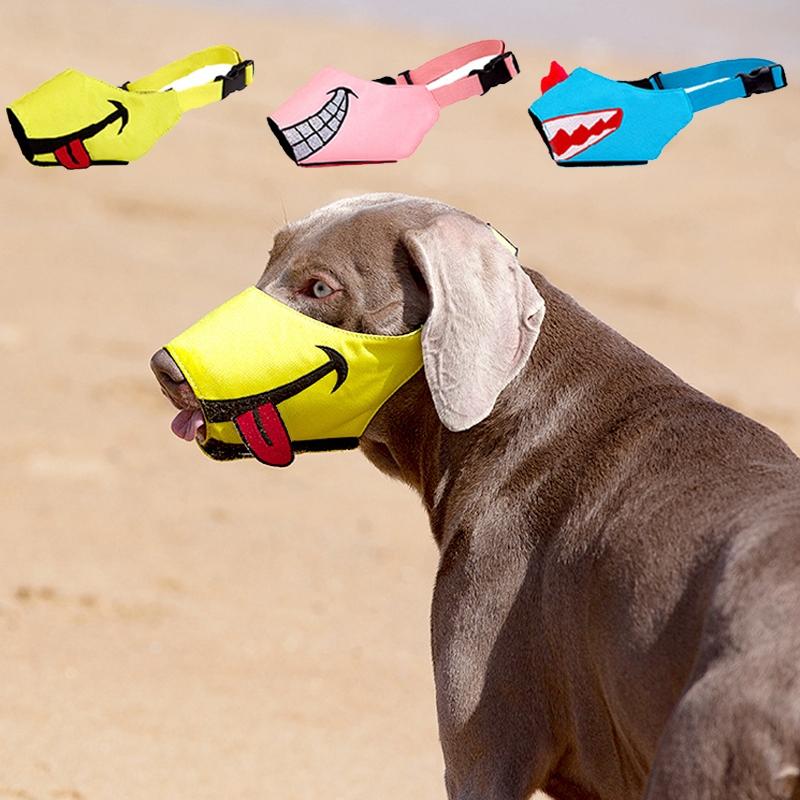 Cartoon Dog Mouth Cover Anti-Bite Nylon Dog Mask - Size L - Yellow - S