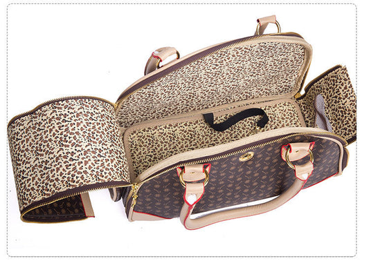 Portable Pet Travel Bag - Anti-Crush Dog Carrier for Outdoor Trips (L-42x29x18cm, Coffee Color)