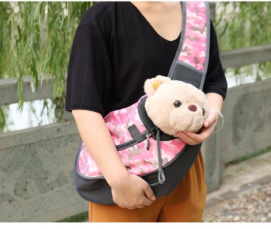 Size S Pink Lightweight Single Shoulder Pet Sling Bag - Stylish Durable Oxford Fabric Carrier