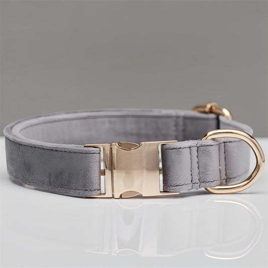Grey Durable Dog Collar with Metal Buckle - Adjustable Nylon Pet Collar for Small to Large Dogs Size S