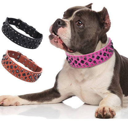 Size S Brown 1 pack Stylish PU Leather Dog Collar with Spikes - Adjustable, Durable & Comfortable for Medium to Large Breeds