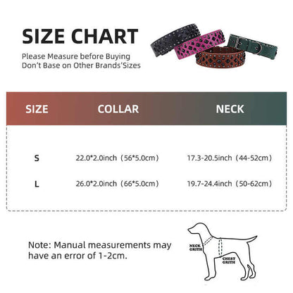 Size L Green 1 pack Stylish PU Leather Dog Collar with Spikes - Adjustable, Durable & Comfortable for Medium to Large Breeds