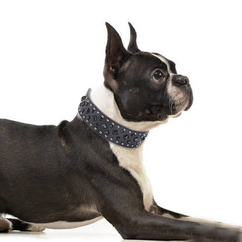 Size L Brown 1 pack Stylish PU Leather Dog Collar with Spikes - Adjustable, Durable & Comfortable for Medium to Large Breeds