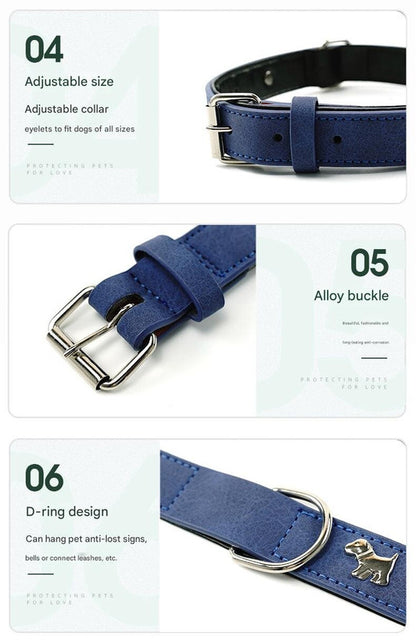 2 PCS Black Soft Leather Dog Collar - Adjustable & Durable for Medium/Large Dogs M-(58*2.5cm)