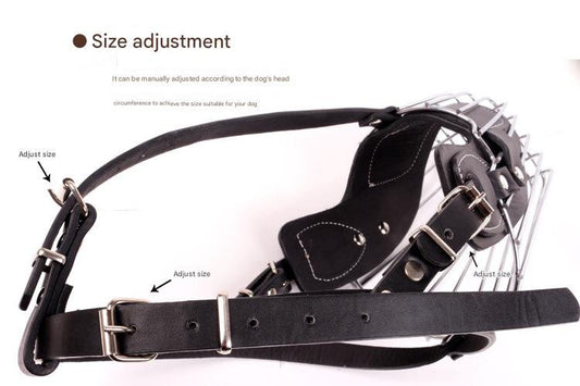 Black Metal Basket Dog Muzzle - Anti-Bite & Anti-Barking - XXL
