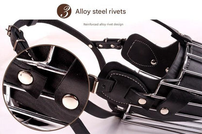 Black Metal Basket Dog Muzzle - Anti-Bite & Anti-Barking - XXL
