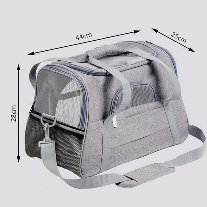 Portable Pet Bag for Small Dogs and Cats - Black Travel Tote with Pet Mat (44x25x28cm)