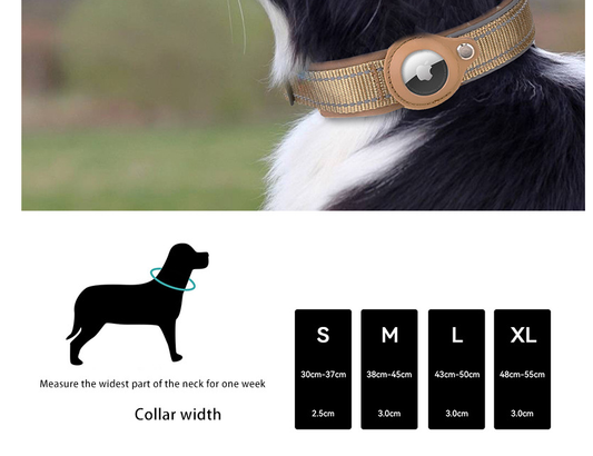 XL Pink Secure Nylon Dog Collar with Built-in Apple AirTag (not included) Holder Case - Pet Tracker Accessory