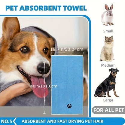 Pink 6-Piece Dog Grooming Bath Set - Absorbent Microfiber Towels & Wash Mitts for Shiny Coats