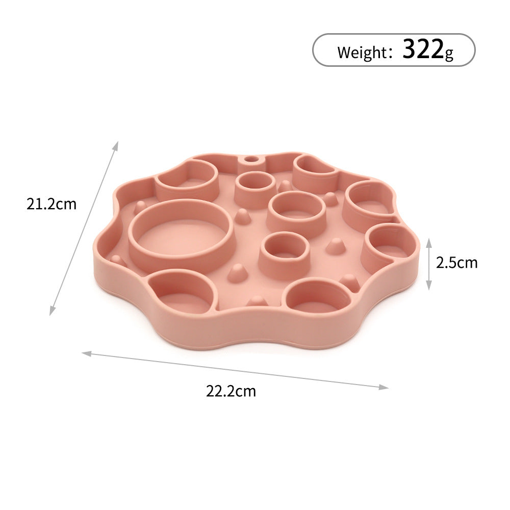 Silicone Dog Slow Feeder and Licking Mat - 2 in 1 Puzzle Bowl for Dog Slow Feeding(Navy blue)