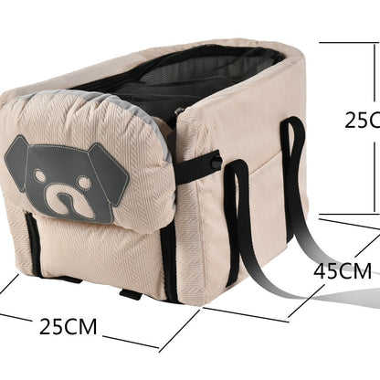 Grey Pet Car Booster Seat for Small Dogs & Cats - Safe Travel Carrier Bed