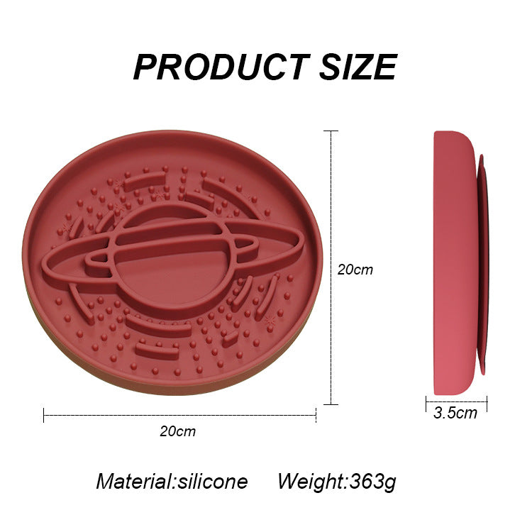 Apricot Silicone Planet Slow Feeder Dog Bowl - 2-in-1 Anti-Choke Lick Mat for Healthy Eating & Fun