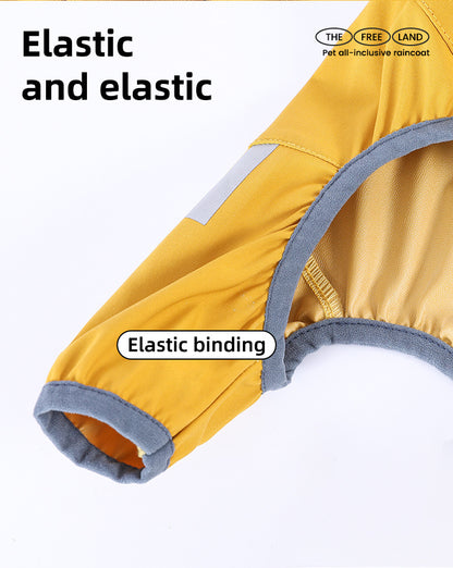 XXL Purple And Gray Trim Waterproof Four-Legged Dog Raincoat with Leash Hole for Small Breeds