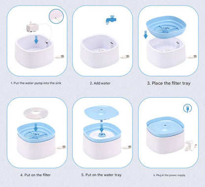 Automatic Pet Water Fountain - USB Powered, Multi-Stage Filtration, Ultra-Quiet, 2L Capacity(Blue)
