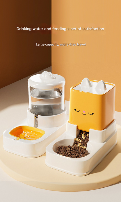 Pink Automatic Pet Feeder and Water Dispenser Set - Large Capacity Gravity Food & Water Combo for Cats & Dogs