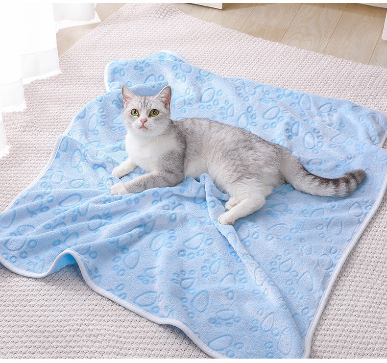 Beige Pet Blanket Set – Plush Paw Print Design, 3-Piece Pack (S/M/L Sizes)