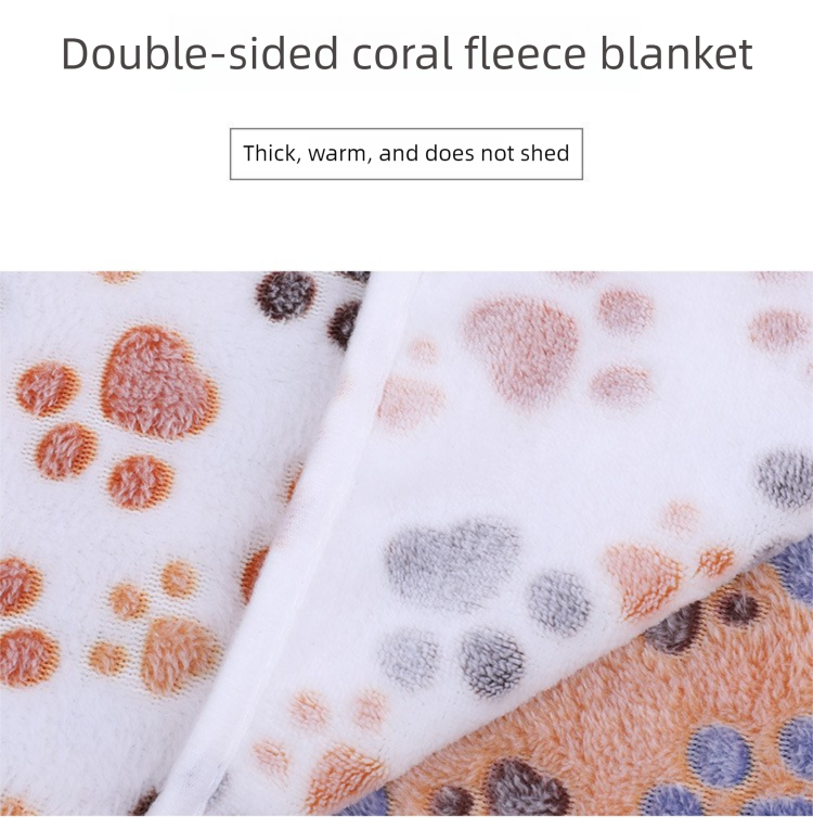 Pink Pet Blanket Set – Plush Paw Print Design, 3-Piece Pack (S/M/L Sizes)