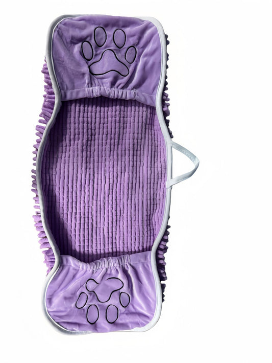 Purple Super Absorbent Pet Drying Towel with Hand Pockets Soft Chenille Microfiber Dog Bath Towel Quick Dry for Cats and Dogs after Grooming or Beach
