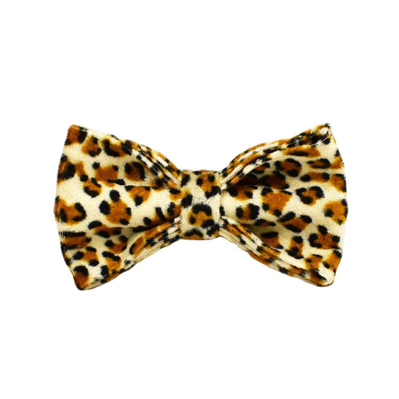 XS Luxury 5 Piece Dog Harness and Collar Set Leopard Print with Leash Bow Tie & Waste Bag Holder Gold Metal Buckle Walking Gear