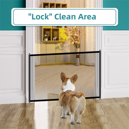 2-Pack Extra Wide Black No-Drill Pet Safety Barrier(180x72cm) With Hooks  - Portable Mesh Dog Gate for Doorways, Stairs and Hallways,  Easy Installation and Wall-Friendly