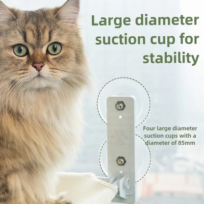 Foldable Window Faux Rabbit Fur Cat Perch(52 x 30 cm) - Warm Soft Plush Hammock with Strong 85mm Dual Suction Cups for Indoor Pets