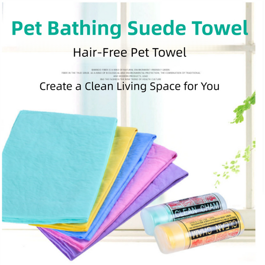 2-Pack Large Size Super Absorbent Quick Drying Pet Towel with Storage Canister(65x42CM) - NonHair-Stick PVA Bath Towel for Dogs & Cats, Random Color