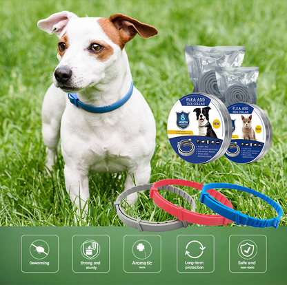 3-Pcs Green 8-Month Flea and Tick Repellent Collar for Dogs and Cats – Waterproof, Adjustable & Safe with Natural Herbal Oils(62cm)