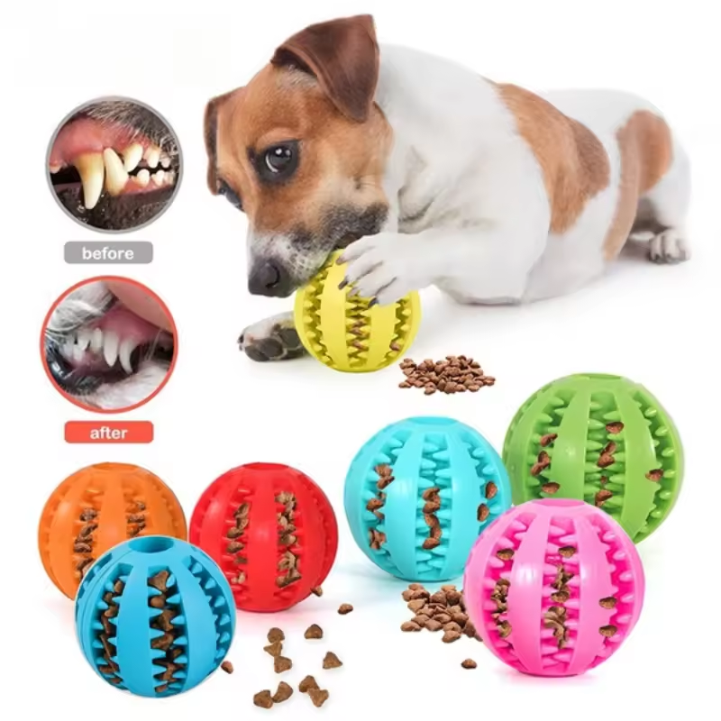 Pink TPR Dog Chew Ball Set – 3-Piece Size Combination (Small, Medium, Large) with Food Hiding Design for Teeth Cleaning and Mental Stimulation in Australia