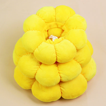 3-Pcs Soft Yellow Sunflower Elizabethan Collar Adjustable Pet Cone for Cats and Small Dogs Anti-Bite Recovery Neck Pillow(XS)