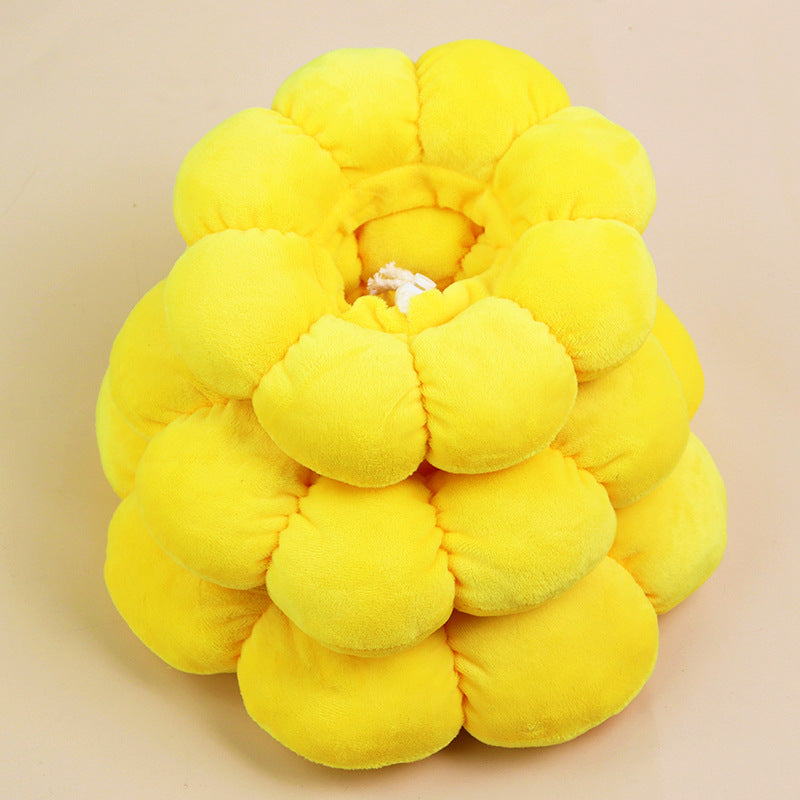 3-Pcs Soft Yellow Sunflower Elizabethan Collar Adjustable Pet Cone for Cats and Small Dogs Anti-Bite Recovery Neck Pillow(L)