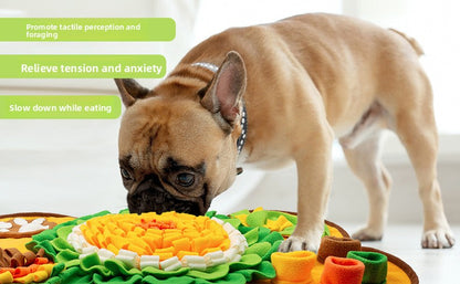 Interactive Dog Snuffle Mat Bone Shape 64x43cm - Slow Feeder & Foraging Puzzle Toy - Golden Yellow Fleece Nosework Pad for Anxiety Relief & Mental Stimulation