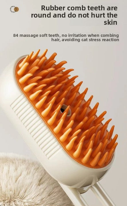 2 Packs 3 in 1 Electric Pet Spray Comb with Rotatable Handle Anti Static Grooming Brush for Cats and Dogs Massage Deshedding Tool Khaki and White