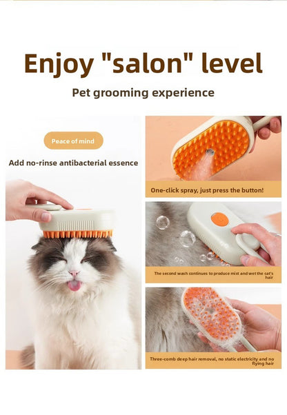 2 Packs 3 in 1 Electric Pet Spray Comb with Rotatable Handle Anti Static Grooming Brush for Cats and Dogs Massage Deshedding Tool Khaki and White