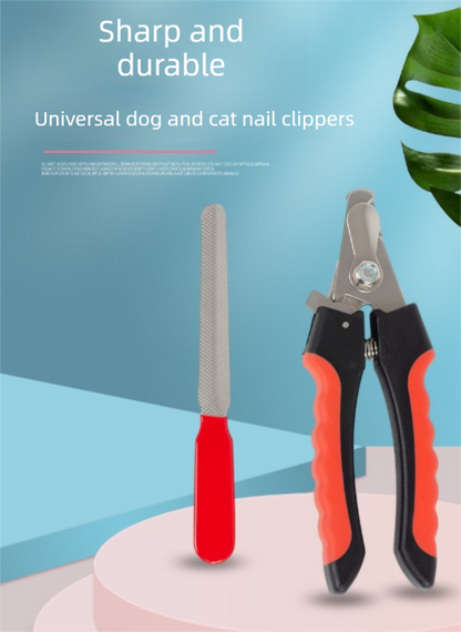 Pet Nail Clippers & File Set for Small Dogs Cats Stainless Steel Claw Trimmer with Safety Guard Non-Slip Handle Grooming Tool Black & Purple