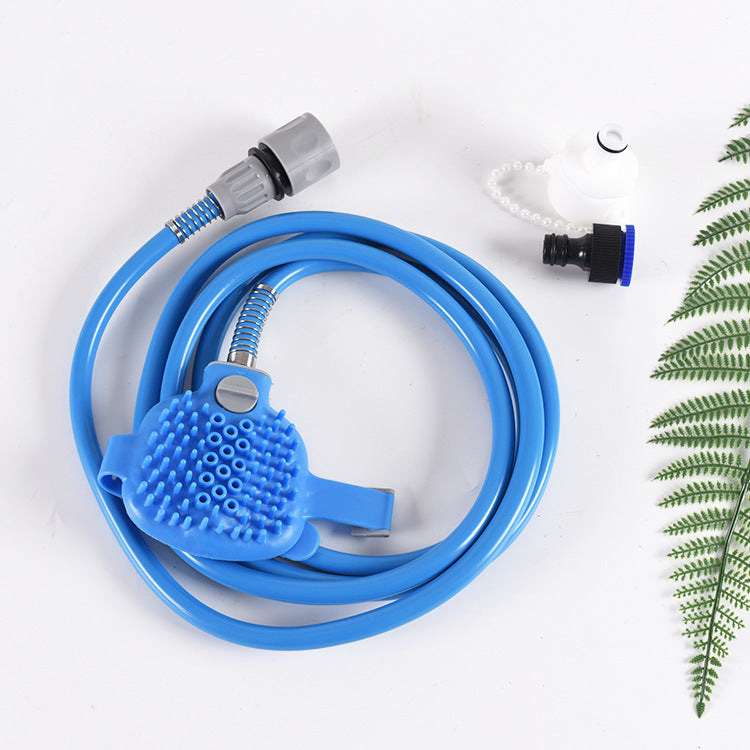 2-in-1 Pet Bathing Tool With Faucet Adapter & 2.2m Long Reach - Convenient Grooming System, Silicone Massage Shower Sprayer & Brush Head for Dogs and Cats