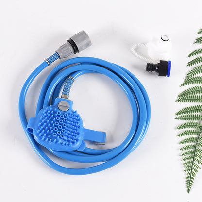 2-in-1 Pet Bathing Tool With Faucet Adapter & 2.2m Long Reach - Convenient Grooming System, Silicone Massage Shower Sprayer & Brush Head for Dogs and Cats