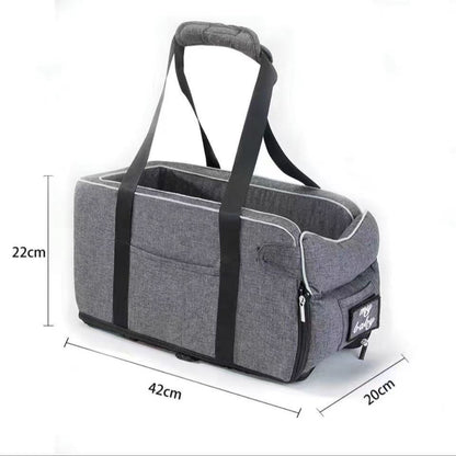 Thickened Pet Car Seat for Center Console(42x20x22CM) - Dog & Cat Booster Travel Safety Bed with Removable Cooling Mat & Handle