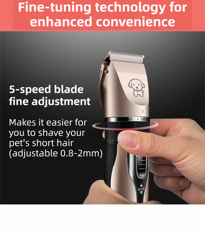 Black K5 Lightweight Pet Precision Grooming Clipper - USB Rechargable, Low Noise Dog & Cat Hair Trimmer with 5-Level Adjustable Titanium Ceramic Blade & 4*Guide Combs