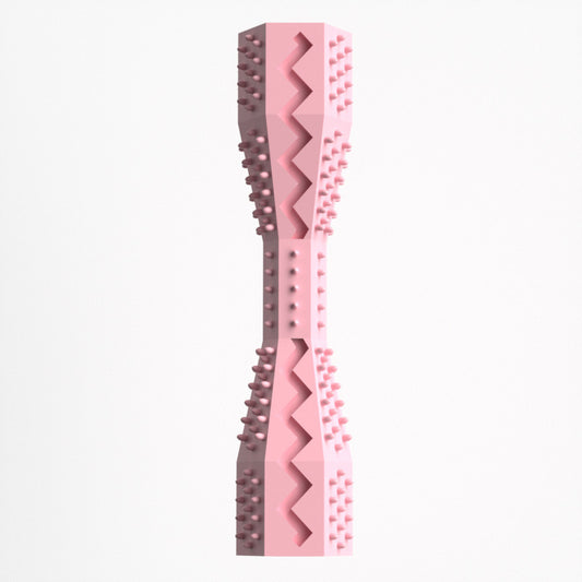2-Pack Pink Hexagonal Pet Chew Toy – Durable Rubber Dog & Cat Teething Stick for Dental Care, Biting Relief and Mental Stimulation