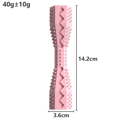 2-Pack Pink Hexagonal Pet Chew Toy – Durable Rubber Dog & Cat Teething Stick for Dental Care, Biting Relief and Mental Stimulation