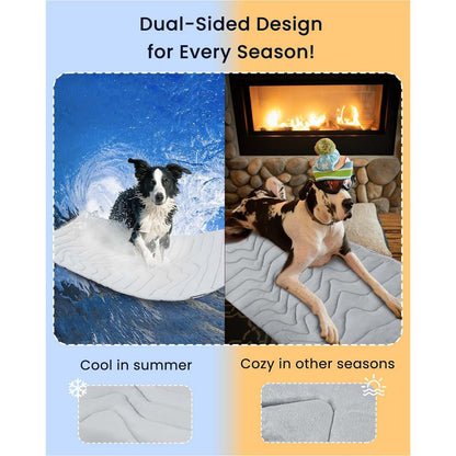 Pet Cooling Mat Self Cooling Pad for Dogs Cats Dual Sided Summer Sleeping Bed Grey Small (51x41cm)