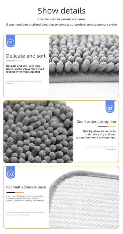 Grey Chenille Pet Mat Non-Slip Absorbent Dog & Cat Rug 40x60cm Cute Paw Print Design for Feeding Sleeping or Entryway