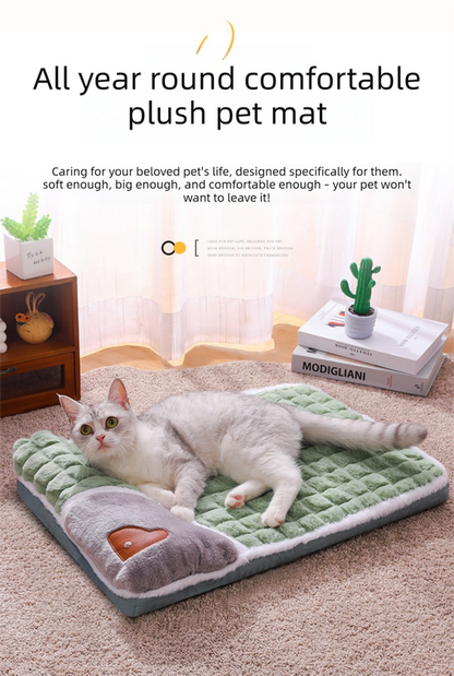Thickened Pet Sofa Bed L Size 60x40cm Coffee Dog Mat with Integrated Pillow Soft Washable Sleeping Pad for Dogs and Cats All Season Comfort