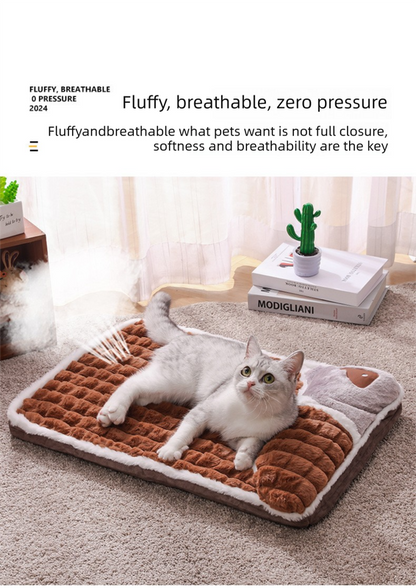 Thickened Pet Sofa Bed XXL Size 100x70cm Coffee Dog Mat with Integrated Pillow Soft Washable Sleeping Pad for Dogs and Cats All Season Comfort